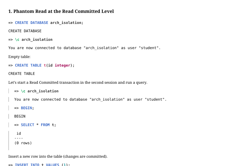 Source slide page 20: 1. Phantom Read at the Read Committed Level